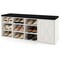 White Engineered Wood Shoe Bench with Adjustable Racks and Padded Cushion